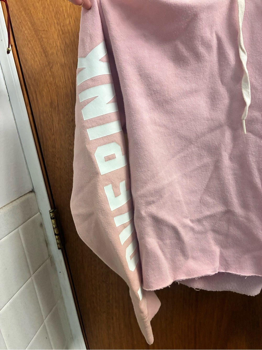 Victoria's Secret Light Pink Hoodie with White Sleeve Logo